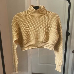 Urban Outfitters Cropped Yellow Turtleneck Sweater